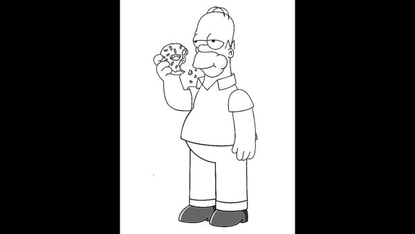 Раскраска симпсоны гомер с пончиком