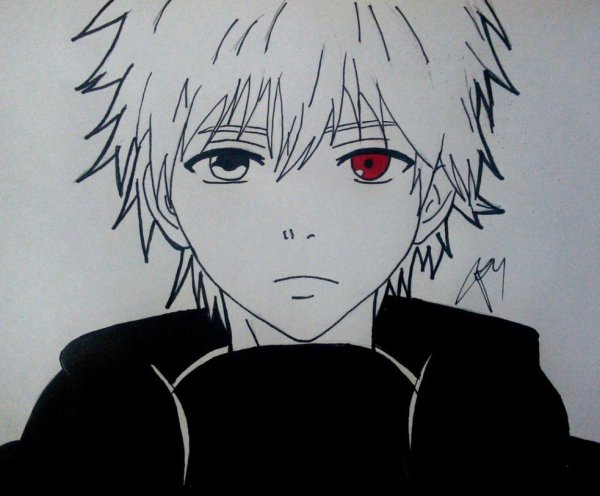 Нарисовать аниме Канеки Кена