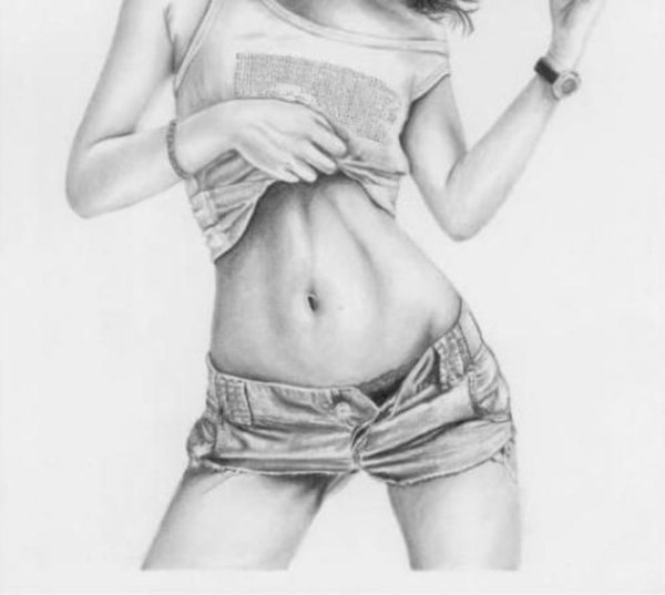 Девушка в шортах рисунок