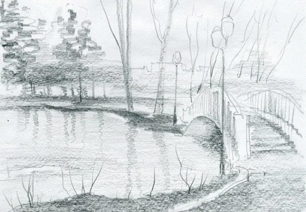 Рисунок парка карандашом