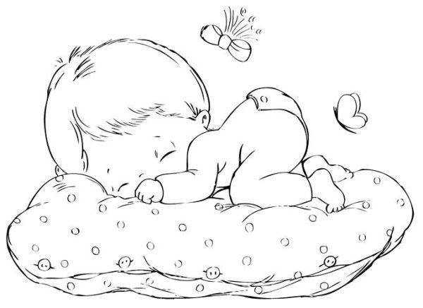 Раскраска ребенок просыпается