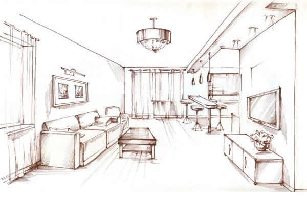 Набросок интерьера комнаты
