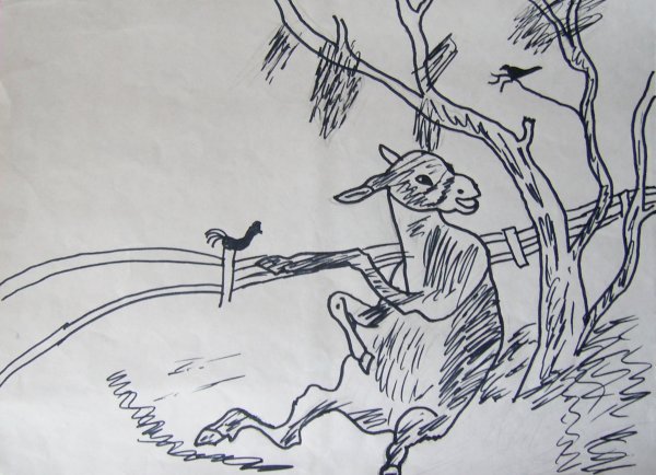 Рисунок к басне Крылова осел и Соловей