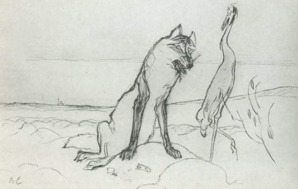 Крылов волк и журавль