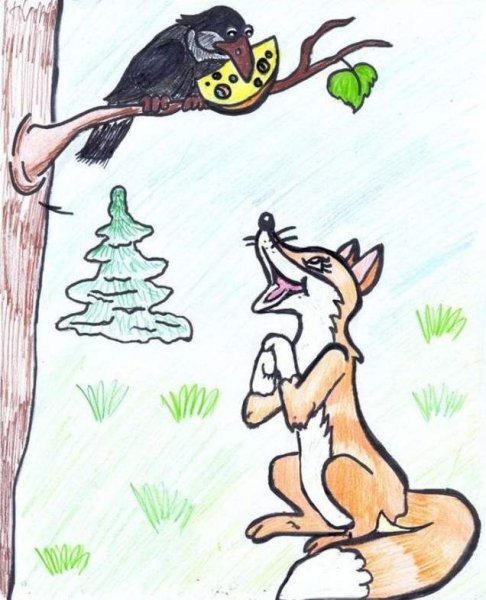 Басня Крылова ворона и лисица