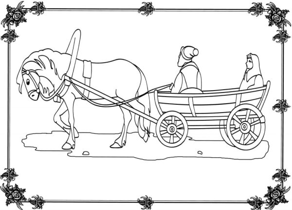 Повозка с лошадью рисунок