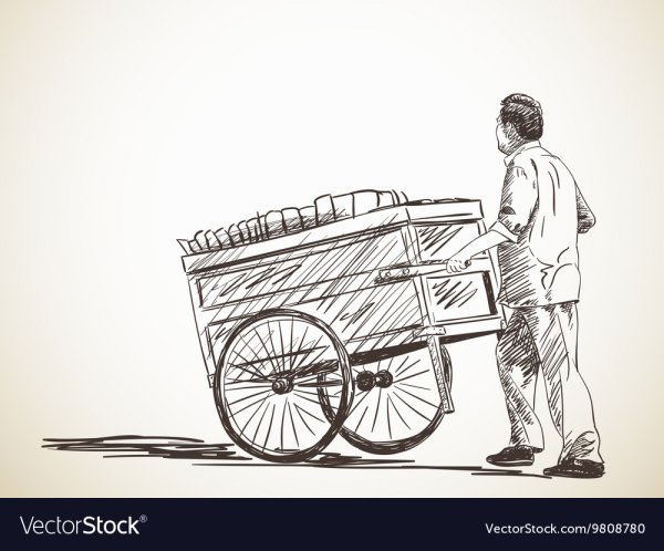 Человек в телеге рисунок