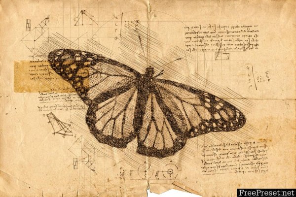 Зарисовки Леонардо да Винчи сепия