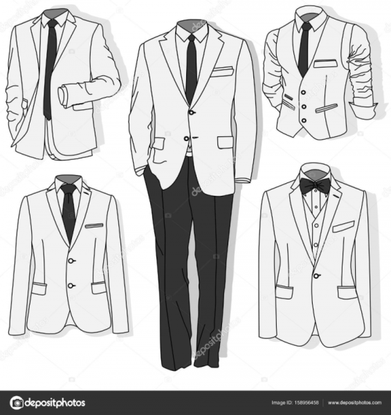 Мужские костюмы черные эскиз