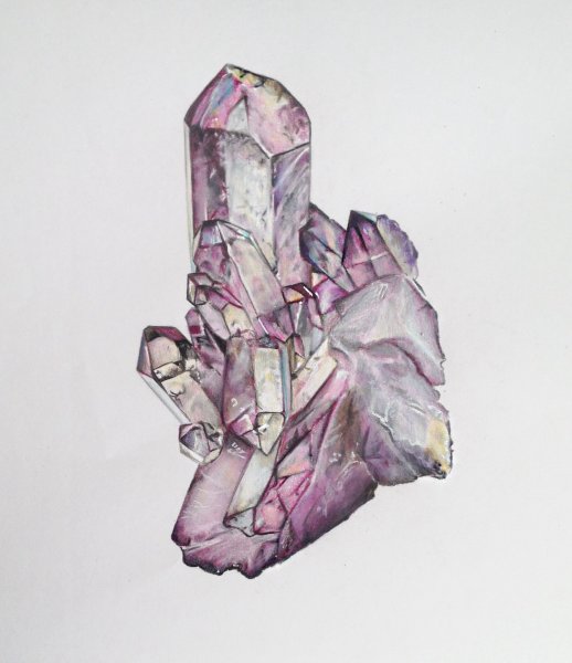 Кристаллы цветными карандашами