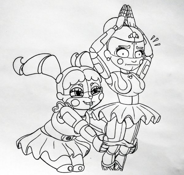 ФНАФ бейби и Балора для срисовки