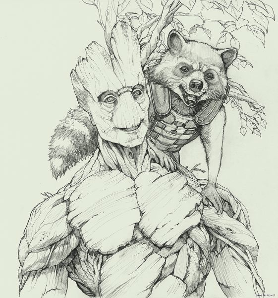 Супергерои Марвел карандашом