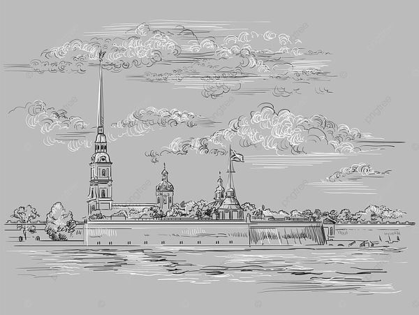 Шпиль Петропавловской крепости вектор