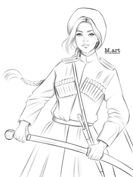 Эскиз костюма казака