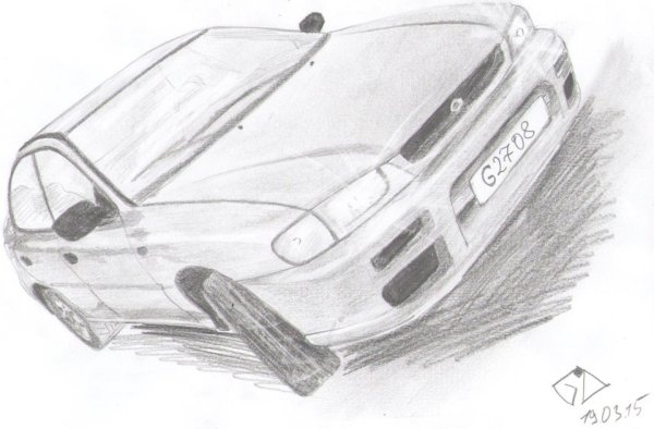 Нарисовать Субару карандашом