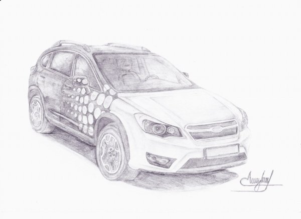 Машина карандашом Субару