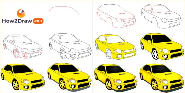 Субару Импреза рисунок поэтапно