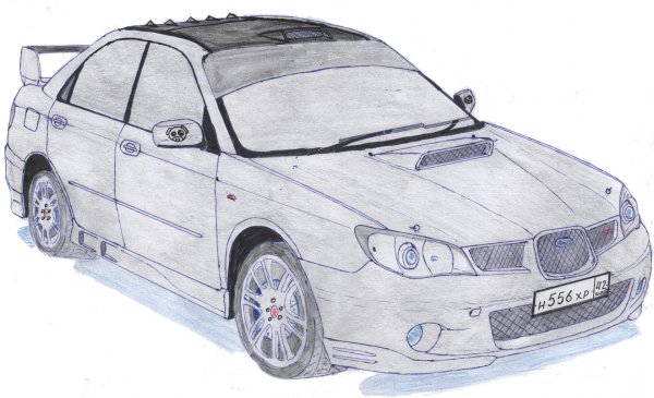 Машина Subaru Impreza карандаш