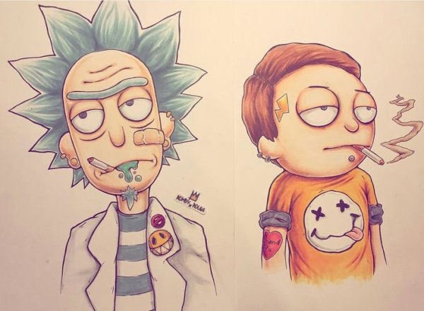 Рисунки Рика и Мортиса легкие