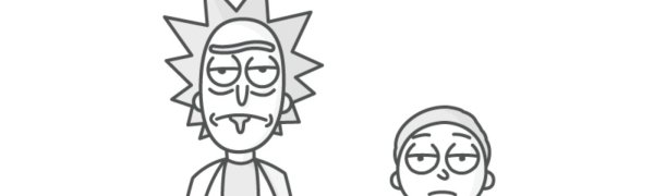 Наклейки Рик и Морти чёрно белые