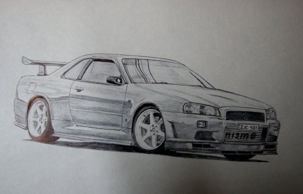 Nissan Skyline r34 карандашом