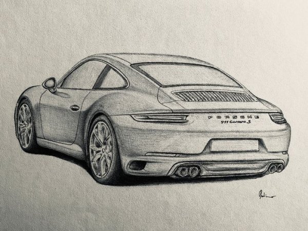 Порше 911 карандашом