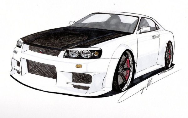 Nissan Skyline GTR r34 карандашом