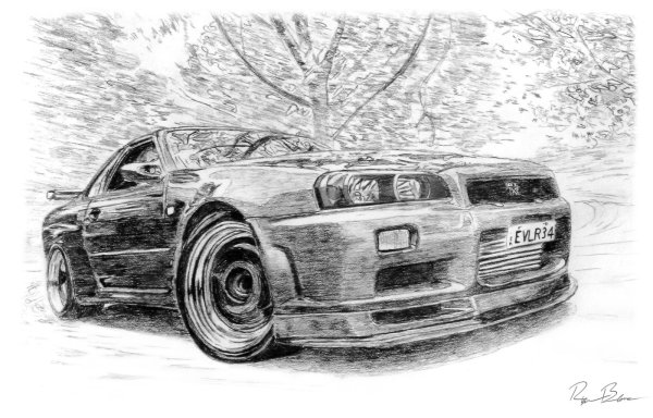 Nissan Skyline r34 карандашом
