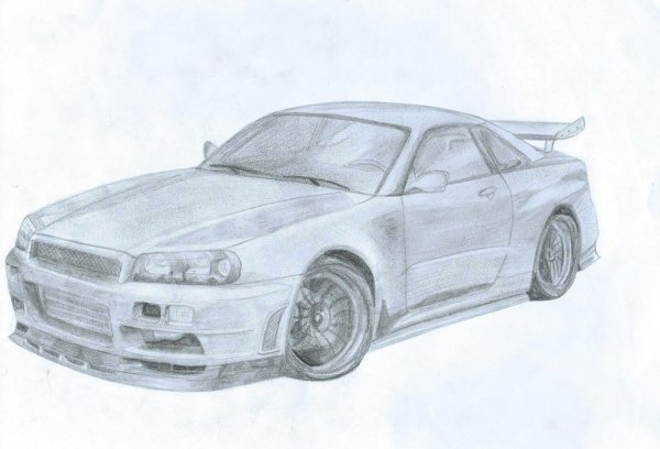 Nissan Skyline r33 карандашом