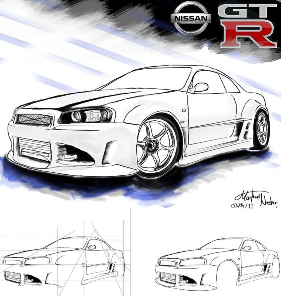 Раскраска Nissan Skyline r34 Форсаж