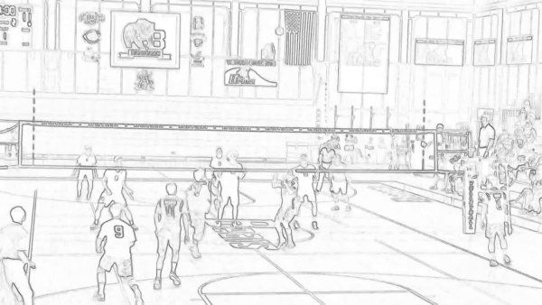 Спортивный зал карандашом