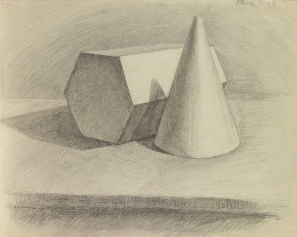 Натюрморт из геометрических тел карандашом