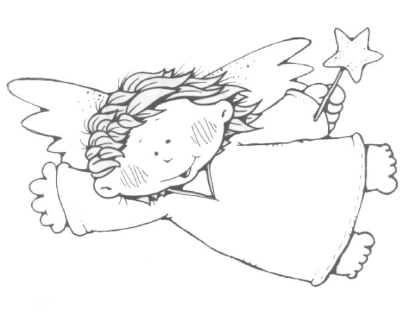 Ангелочек контурный рисунок