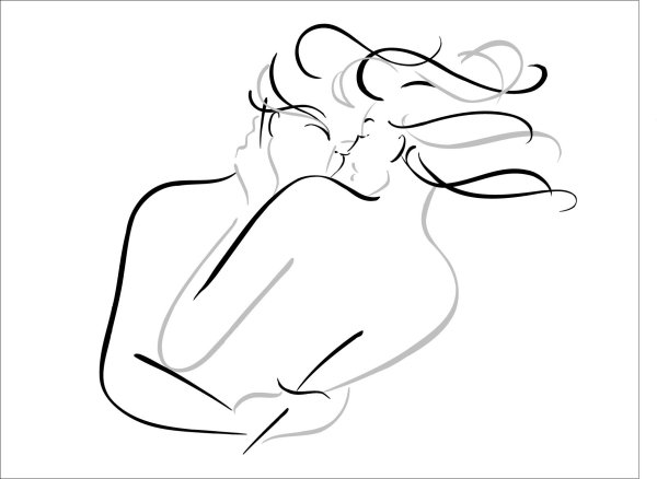 Силуэт девушки линиями