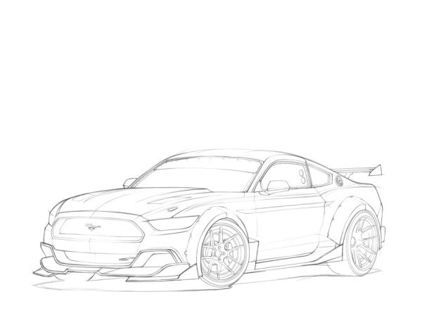 Мустанг машина карандашом