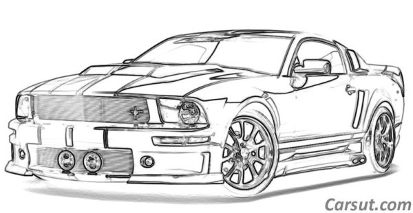 Форд Мустанг Шелби gt 500 раскраска