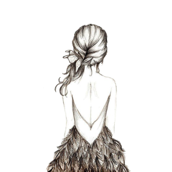 Девушка со спины рисунок