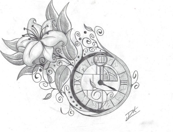 Часы тату эскиз