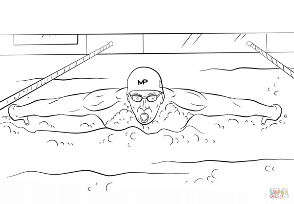 Раскраска плавание в бассейне