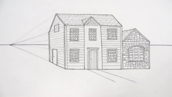 Рисование домик в перспективе