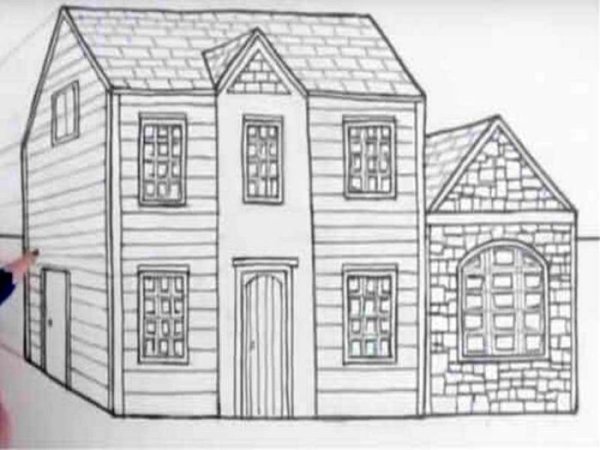 Объемный дом рисование