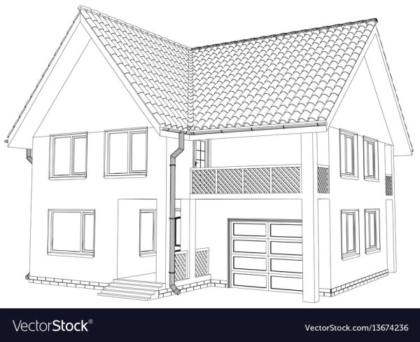 Домик двухэтажный черно белой