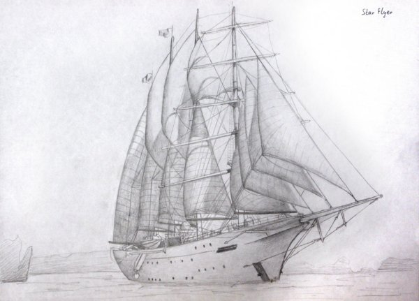 Корабль рисунок карандашом