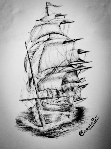 Корабль рисунок карандашом