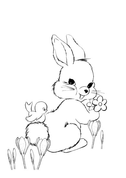 Новогодний зайчик раскраска