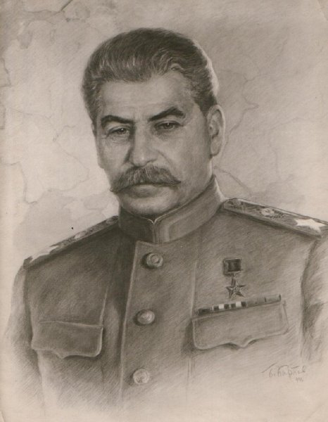 Картина Сталина карандашом