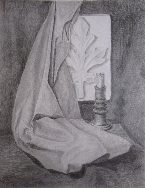 Натюрморт со свечой карандашом