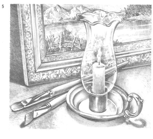 Натюрморт свечка в карандаше