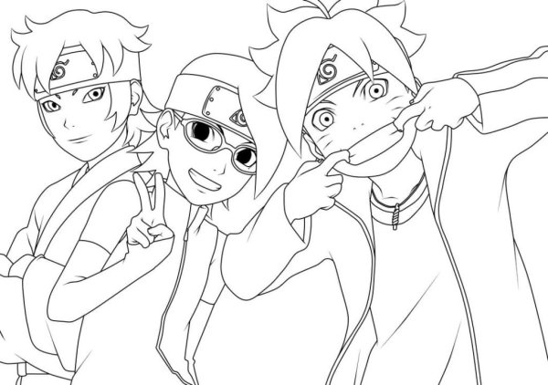 Раскраски аниме Наруто и Боруто