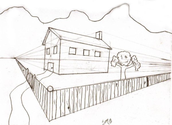 Линейная перспектива домики